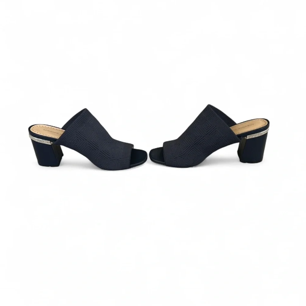 Adrienne Vittadini Arielle Block Heel Mules in Navy Blue Size 8.5 - Picture 1 of 6